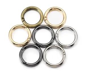 Metal spring O-rings, openable round carabiner clips for DIY crafts, bags, and keychains.