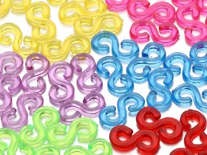 Clips en S en plastique colores pour bracelets elastiques DIY et accessoires de bijoux.