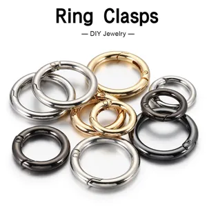 Metal Alloy Spring Gate Rings Round Carabiner Keychain Openable Snap Hooks For DIY Jewelry Making Bag Accessories