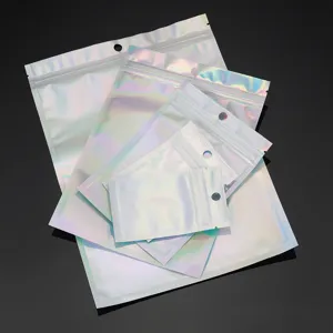 Sacs en Plastique Refermables au Laser Pochette de Rangement Transparente Irisée Holographique Auto-Scellante Pour Coque de Téléphone Et Câble de Données