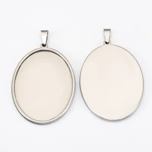 Roestvrijstalen ovale hanger tray blanke bezel setting voor DIY ketting sieraden maken accessoires.