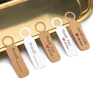 Kraft paper hang tags with ring, thank you and price design for gift wrapping and DIY crafts.