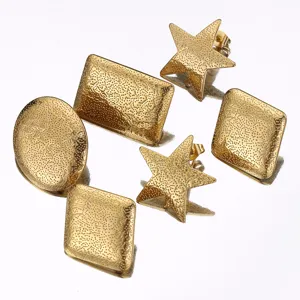 Orecchini geometrici testurizzati in acciaio inossidabile dorato parti accessori DIY