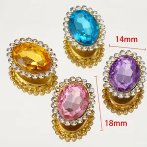 Boutons strass cristal ovales pour accessoires cheveux DIY, et charms en verre coloré.
