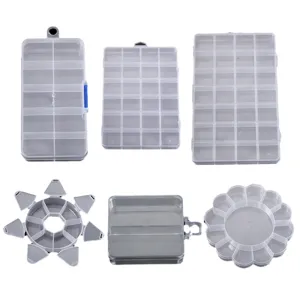 Transparent plastic storage box, multi-grid detachable organizer for DIY jewelry parts.