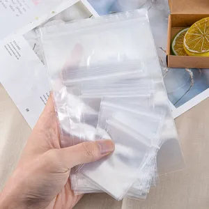 Clear PE zip lock bags close-up showing durable seal and transparent material details.