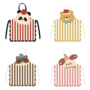 Mignon Tablier de Cuisine Imprimé Animal de Dessin Animé En Polyester Imperméable Avec Poche Pour Cuisine Pâtisserie Femmes Enfants