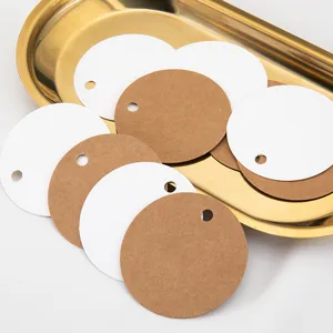 Blank Kraft Paper Round Hang Tags DIY Gift Packing Labels Blank Black White Paper Cards For Craft Decoration