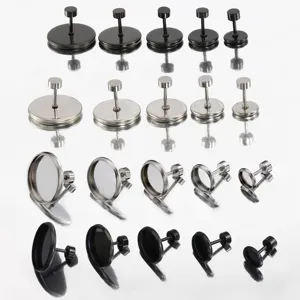 Clous d'Oreilles Vierges en Acier Inoxydable Plateau Rond Plat Avec Dos DIY Fournitures de Fabrication de Bijoux