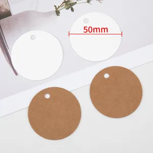 Blank Round Paper Hang Tags DIY Kraft And White Gift Card Packaging Labels 50mm