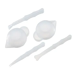 Silicone resin mixing cups and stirring sticks DIY craft tool set for epoxy casting.