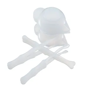 Translucent silicone mixing cups and stirring sticks set for DIY crystal epoxy resin crafts.