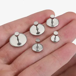 Plateau ébauches de boucles d'oreilles plat en acier inoxydable accessoires DIY