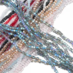 Wunderschöne bunte facettierte Kristall Glasperlen Würfel Stränge für DIY Schmuck.
