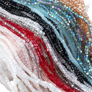 Bunte quadratische Kristall Glasperlen Stränge für DIY Schmuckherstellung, Würfel.