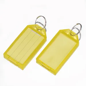 Plastic key tags with split rings yellow luggage label luggage tags pack of two for keys