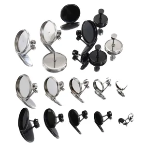 Supports de boucles d'oreilles cabochon vides en acier inoxydable avec poussoirs DIY