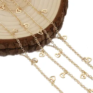 Pure Copper Color Preserving Heart Chain DIY Necklace Bracelet Fashion Jewelry Accessories Findings