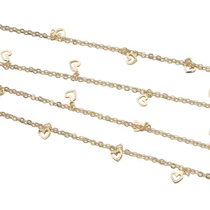 Gold color-preserving heart chain semi-finished DIY necklace bracelet jewelry accessories