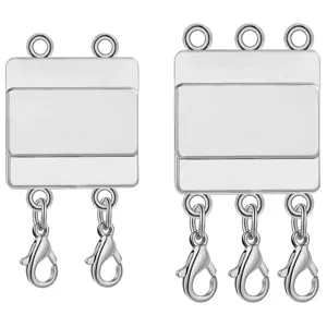 Silver multi-strand magnetic clasps with lobster clasps for DIY jewelry necklace and bracelet.