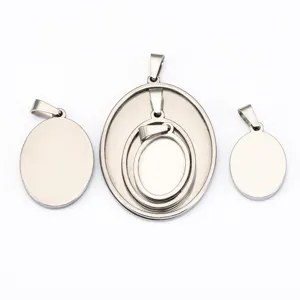 RVS ovale hangerset blanco, dubbellaagse dikke edelsteen basis voor DIY sieraden maken.