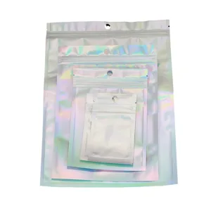 Sachets refermables en plastique holographique pochettes transparentes pour étui de téléphone