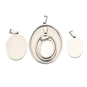 Roestvrijstalen ovale hanger schaal blanco cameo bezel basis voor DIY ketting sieraden maken.