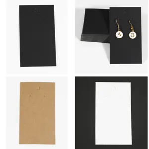 Blank jewelry display cards for necklaces and earrings, black kraft white paper holders.