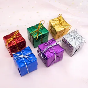 6pcs Mini Cajas De Regalo Navidad Adornos Árbol Pequeños Paquetes Coloridos Set