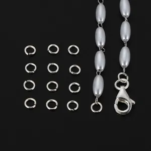 Anillos de salto abiertos de plata 925 y cadena de perlas accesorios de joyería DIY