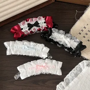 Set de pinzas plátano con lazo de encaje Lolita, accesorios para el pelo estilo dulce.