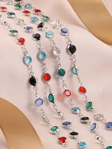 Catena con castoni in zircone di cristallo multicolore per la creazione di gioielli fai da te