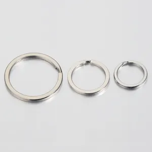 Stainless steel flat key rings, double layer smooth metal split loops, small hardware accessory.