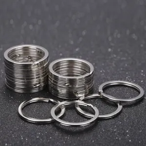 Stainless Steel Flat Key Rings Double Layer Smooth Split Rings Car Keychain Hardware DIY Craft Accessories Silver Tone