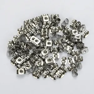 Stainless steel butterfly earring backs for DIY jewelry making, durable metal ear nuts.