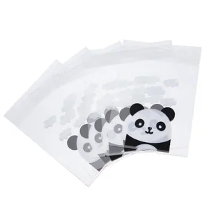 Cute panda printed OPP self-sealing bags transparent cellophane bags for cookies jewelry