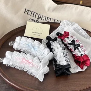 Pinza de Plátano Lolita con Lazo de Encaje Elegante Accesorio para el Cabello Dulce para Mujer Niña Pinza de Cinta Hecha a Mano