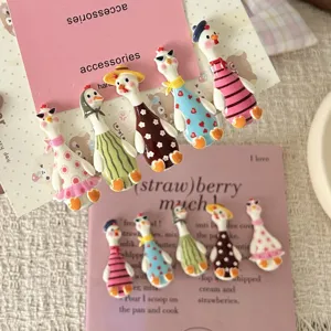 Divertente Simpatico Fermaglio per Capelli a Forma di Oca in Resina Cartone Animato Animale per Bambini Donna Gioielli per Capelli Regalo