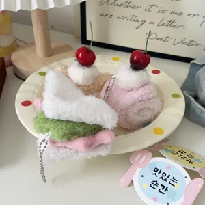 Cute plush food keychain cute sandwich roll cake plush toy bag decoration pendant charm
