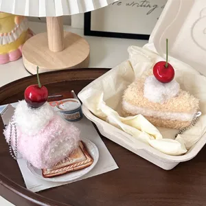 Cute plush cake keychain dessert bag charm cute fluffy toy food pendant for daily decor