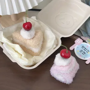 Cute plush cake keychain dessert bag pendant cartoon plush toy soft aesthetic gift accessories