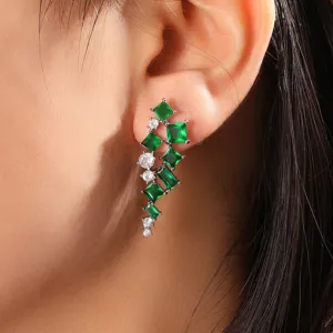 Elegante lange groene zirkoon kristal oorbellen mode statement sieraden voor dames chic u.