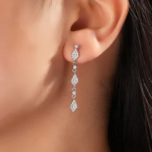 Lange zirkonia ruit ketting hangende oorbellen voor vrouwen elegante bruiloft sieraden