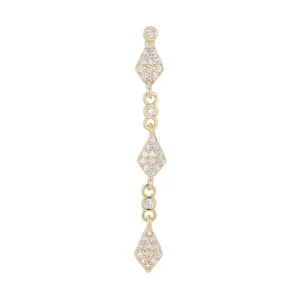 Elegante goudkleurige zirkonia ruit oorbellen lange hangende oorbellen voor feest
