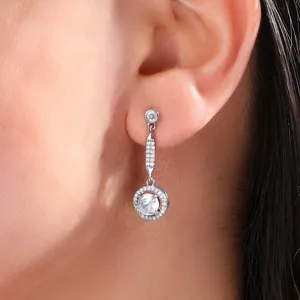 Zilveren oorbellen met zirkonia stenen voor dames, elegante hangende oorbellen voor dagelijks.