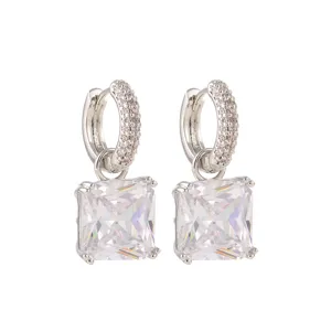 Schitterende vierkante zirkonia oorbellen voor vrouwen elegante zilveren sieraden cadeau