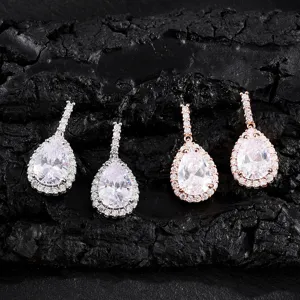 RAKOL Luxe Peer Zirkonia Oorringen Elegant Koper Zilver Rosé Goud Bruiloft Sieraden
