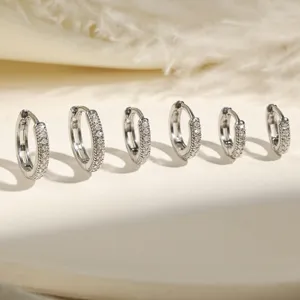 Minimalistische 14K Vergulde Zirconia Oorringen Voor Vrouwen Kleine Koperen Pave Zirconia Geometrische Oorbellen Set Dagelijkse Sieraden Cadeau