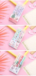 Cute boxed retractable gel pen set 0.5mm black ink cartoon student signature pens