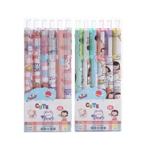 Creative Cartoon Gel Pens Set Retractable Black Ink Signature Pens Student Stationery Office Writing Supplies